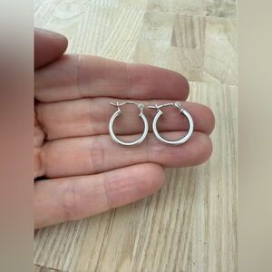 925 Sterling silver tube hoop earrings 14mm